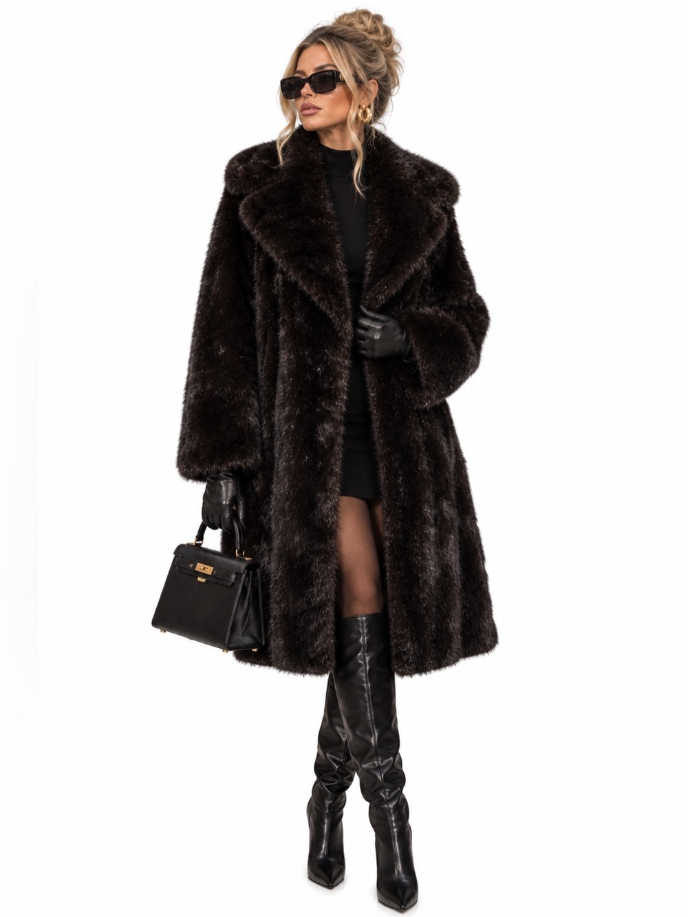 Vintage Sincerely Gidding Jenny Mink Fur Coat Brown Size M Mob Wife Long